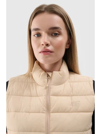 Dámský Péřový Bezrukávník S Límcem 4F Béžový 4FWAW24TVJAF139-83S