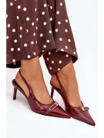 Lakovane Lodičky Na Jehlovém Podpatku Se Zlatou Sponou Bordové Vivae