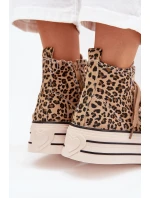 Dámské trampky se stuhou a zipem na platformě Mavara - panterka