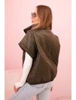 Dámská prošívaná vesta 5684 Khaki tmavě zelená - K-Fashion Dámská prošívaná vesta 5684 Khaki tmavě zelená - K-Fashion