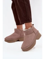 Dámské sněhule z přírodního semiše vyhřívané kožešinou Khaki Milora Dámské sněhule z přírodního semiše vyhřívané kožešinou Khaki Milora