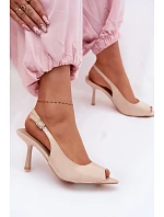 Dámské sandály na podpatku Béžové Sevina