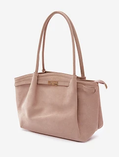 Taška typu Shopper z Eko semiše Béžová Elleea