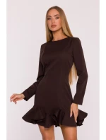 M880 Šaty s volánkovým lemem - hnědé M880 Šaty s volánkovým lemem - hnědé
