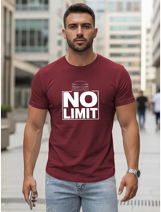 Pánské bavlněné tričko s potiskem No limit maroon FashionStreet NX0129R