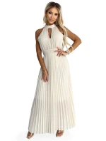 484-1 Plisované midi šaty se slzovitým výstřihem - BEACH