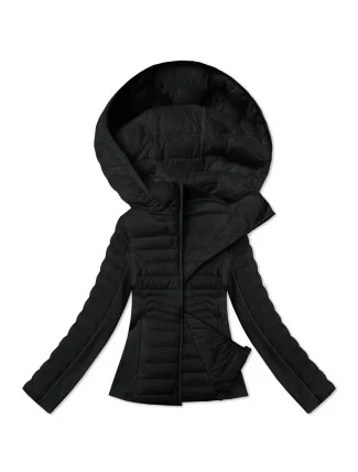 Černá dámská bunda z různých spojených materiálů J Style (16M9225-392)