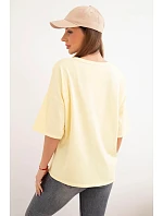 Dámská bavlněná oversize halenka s květinovým potiskem žlutá Dámská bavlněná oversize halenka s květinovým potiskem žlutá