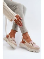 Dámské sandály na plochém podpatku s ozdobou Béžová D&A Dámské sandály na plochém podpatku s ozdobou Béžová D&A