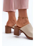 Elegantní lehké dámské pantofle na vysokém podpatku, Béžová Varnila Elegantní lehké dámské pantofle na vysokém podpatku, Béžová Varnila