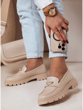 Dámské mokasíny s plochou podrážkou ELEGANCIO beige FashionStreet ZY0709