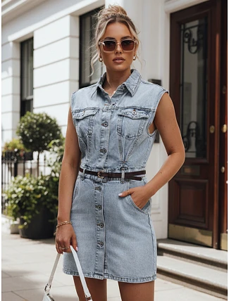Přiléhavé džínové šaty modré FashionStreet EY2685 Přiléhavé džínové šaty modré FashionStreet EY2685