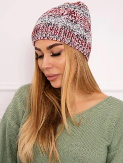 Fleecová čepice Melisa K241 burgundy+grey