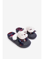 Dětské pantofle na tlusté podrážce se šedým medvídkem Dasca