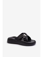 Dámské kožené sandály na platformě černé GOE NN2N4110