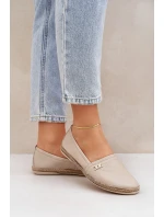 Elegantní Kožené Espadrilky Dámské Béžové Zazoo 10177 Elegantní Kožené Espadrilky Dámské Béžové Zazoo 10177