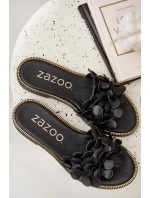 Zazoo 40381 Dámské Kožené Pantofle Na Plochém Podpatku Černé