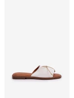 Pantofle Na Plochém Podpatku S Ozdobnou Mašlí Bílé Deonelis Pantofle Na Plochém Podpatku S Ozdobnou Mašlí Bílé Deonelis