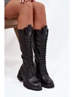 Kožené Vyšněné Kozačky Na Klínu Vyhřívané Vinceza 66804 Černé