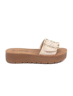 Pohodlné nazouváky dámské Jasnobeżowy platforma