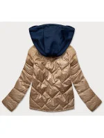 Karamelovo/modrá dámská bunda s kapucí (BH2003BIG) Karamelovo/modrá dámská bunda s kapucí (BH2003BIG)