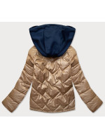 Karamelovo/modrá dámská bunda s kapucí (BH2003BIG)