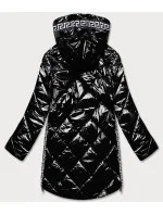 Lehká černá lesklá dámská bunda s lemovkami (LD7258BIG) Lehká černá lesklá dámská bunda s lemovkami (LD7258BIG)