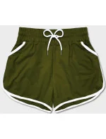 Dámské šortky v khaki barvě s kontrastní lemovkou (8K208-29) Dámské šortky v khaki barvě s kontrastní lemovkou (8K208-29)