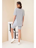 Dámský bavlněný komplet s krátkým rukávem a šortkami žlutý Dámský bavlněný komplet s krátkým rukávem a šortkami žlutý