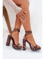 Dámské sandály na podpatku s páskem panterka Fevenne