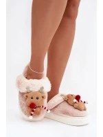 Vánoční kožené domácí pantofle dámské sobi béžové Ilianne