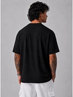 Pánské bavlněné tričko oversize s potiskem černé FashionStreet NX1018R