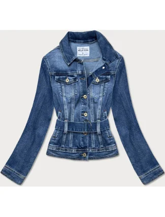 Světle modrá krátká džínová bunda s páskem (CK1914)