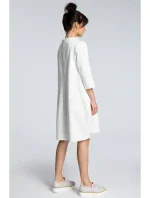 B070 Oversized šaty s páskem na zavázání - ecru barva B070 Oversized šaty s páskem na zavázání - ecru barva