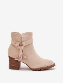 Dámské boty na podpatku s třásněmi Rosabella – světle béžové
