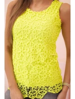 Dámská halenka s krajkou bez rukávů žlutá neon