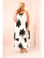 Dámské šaty na ramínka s volánem a květinovým potiskem černá