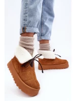 Šnekové na platformě s kožušinou Camel Olimuka