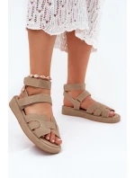 Dámské sandály na suchý zip Khaki Uvissa