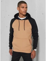 Pánská základní mikina s kapucí ve velbloudí barvě FashionStreet BX5891