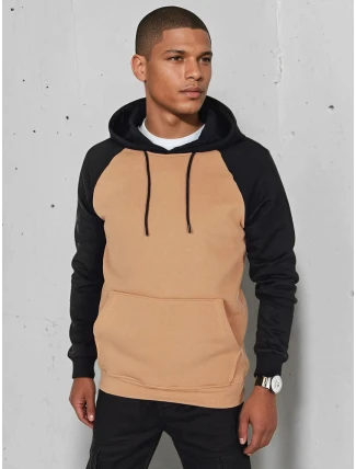 Pánská základní mikina s kapucí ve velbloudí barvě FashionStreet BX5891