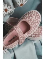 Dětské balerínky na suchý zip v potisku růžové Selah