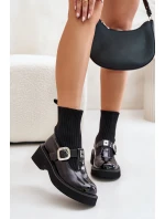 Lakované Boty Se Ponožkou A Přezkou Černé MR880-076