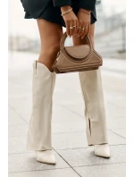 Kozačky Na Podpatku S Otočeným Svrškem Světle Béžové Bellinna