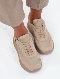 Kožené dámské tenisky na platformě Artiker 55C0021 béžové