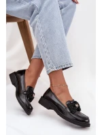 Lakované dámské mokasíny s mašlí S.Barski – černé