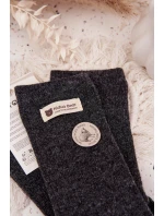 Dámské teplé vlněné ponožky s nášivkou – tmavě šedé