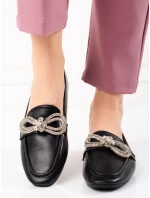Krásné dámské černé mokasíny bez podpatku Krásné dámské černé mokasíny bez podpatku