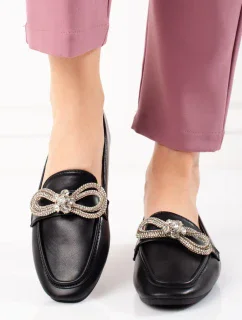 Krásné dámské černé  mokasíny bez podpatku