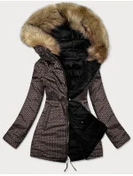 Černo-hnědá oboustranná dámská zimní bunda (mhm-w556) Černo-hnědá oboustranná dámská zimní bunda (mhm-w556)